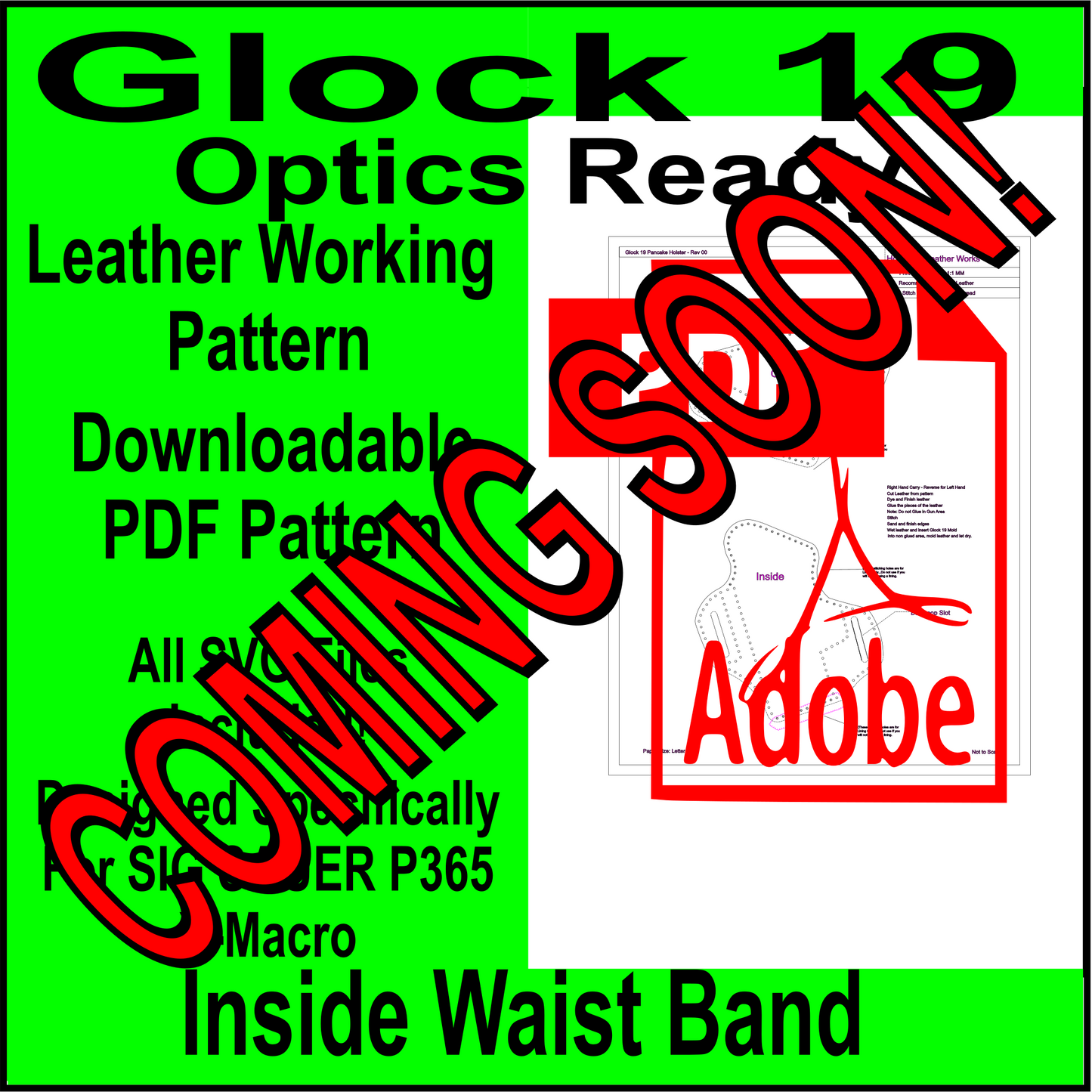 Inside the waist band holster pattern for Glock 19 Optics Ready