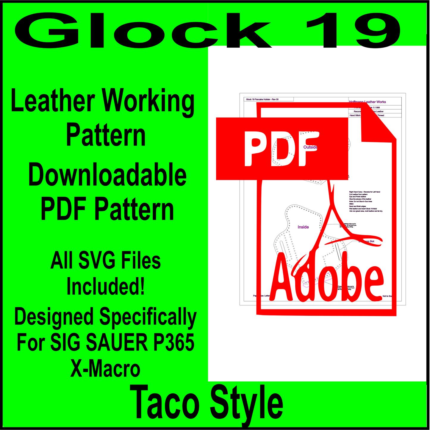 Taco Style holster pattern for Glock 19